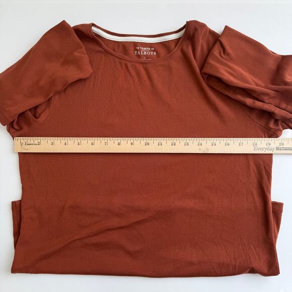 Lot of 2 The Talbots Tee Size L Long Sleeve Shirts Brown and Leopard Print - Picture 11 of 13